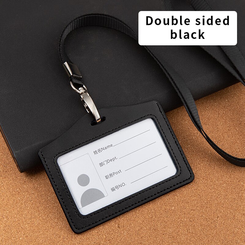 Leather student access Card Holder Employee Name ID Card Cover Metal Work Certificate Identity Badge Business Case: 9