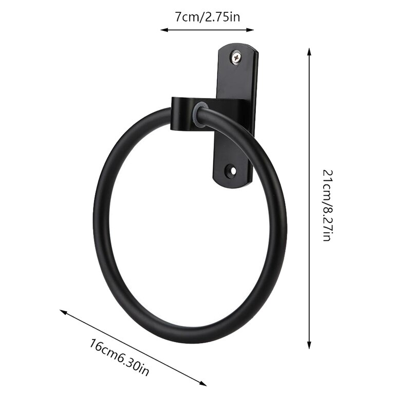 2 Pack Towel Ring Hand Towel Holder for Bathroom Hand Towel Racks Wall Mount Bathroom Hardware Black