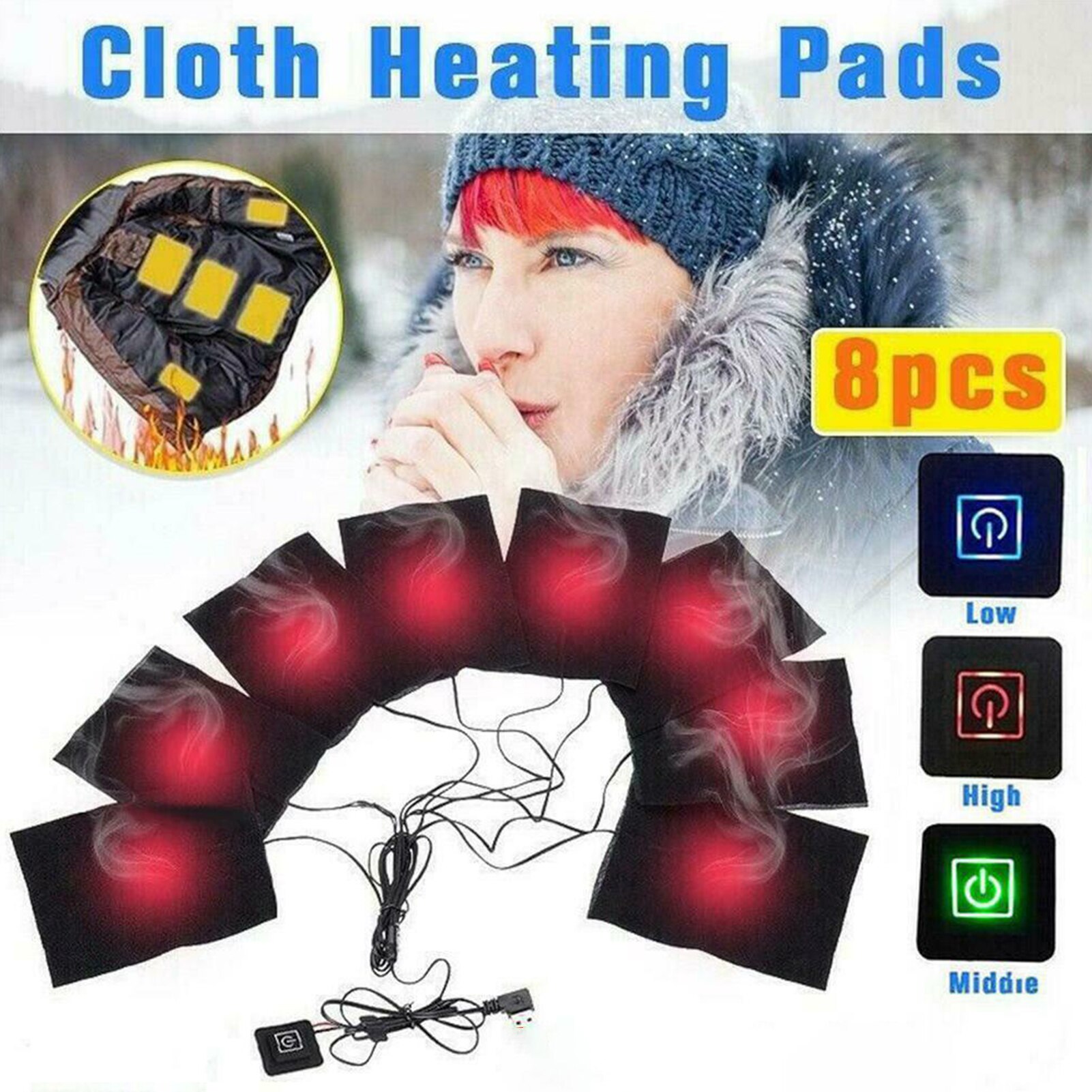 Safe USB Electric Heated Jacket Heating Pad Outdoor Themal Warm Winter Heating Vest Pads For DIY Heated Clothing
