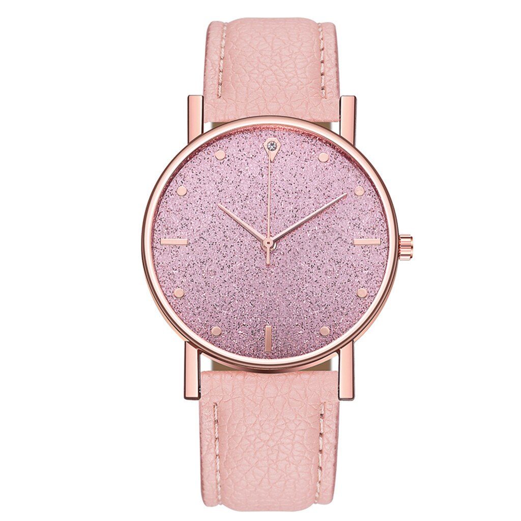 Leren stap horloge voor vrouwen luxe dameshorloge quartz horloge armband horloges klok: Roze