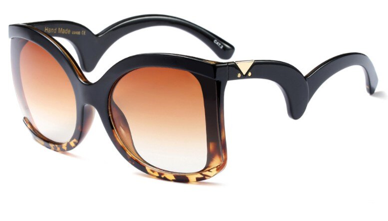 CCSPACE 6 couleurs 42g lunettes de soleil yeux de chat femmes lunettes de pliage jambes lunettes créateur femme dégradé nuances 45309: C3 leopard tea