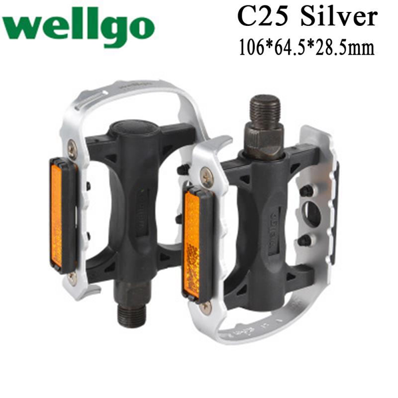 Wellgo Pedal M195 B249 C25 DU Bearing Lightweight Aluminum Alloy Pedals Ultralight Mountain Bike Bicycle Genuine Bicycle Pedal: C25 Black Silver