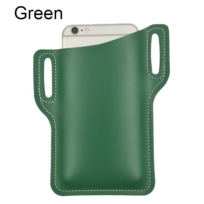 7 Kleuren Unisex Mobiel Leather Holster Belt Loop Case Riem Taille Telefoon Tas Mannen Vrouwen Cosplay Props Lederen Portemonnee Telefoon portemonnee: green