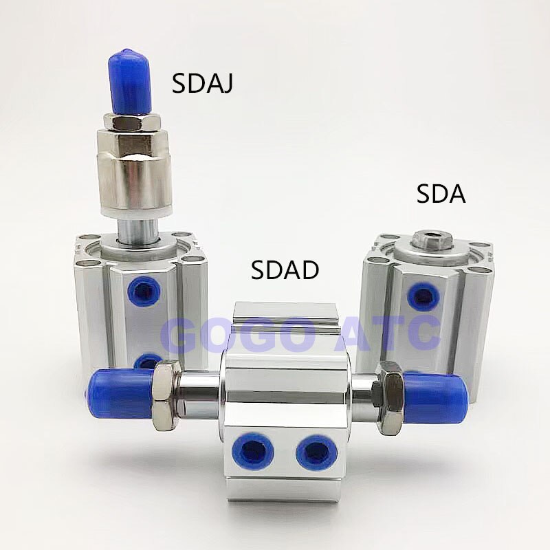SDAD SDAJ Double rod/Adjustable stroke compact air cylinder bore 12mm stroke 5/10/15/20/25/30/35/40/50mm double acting actuator