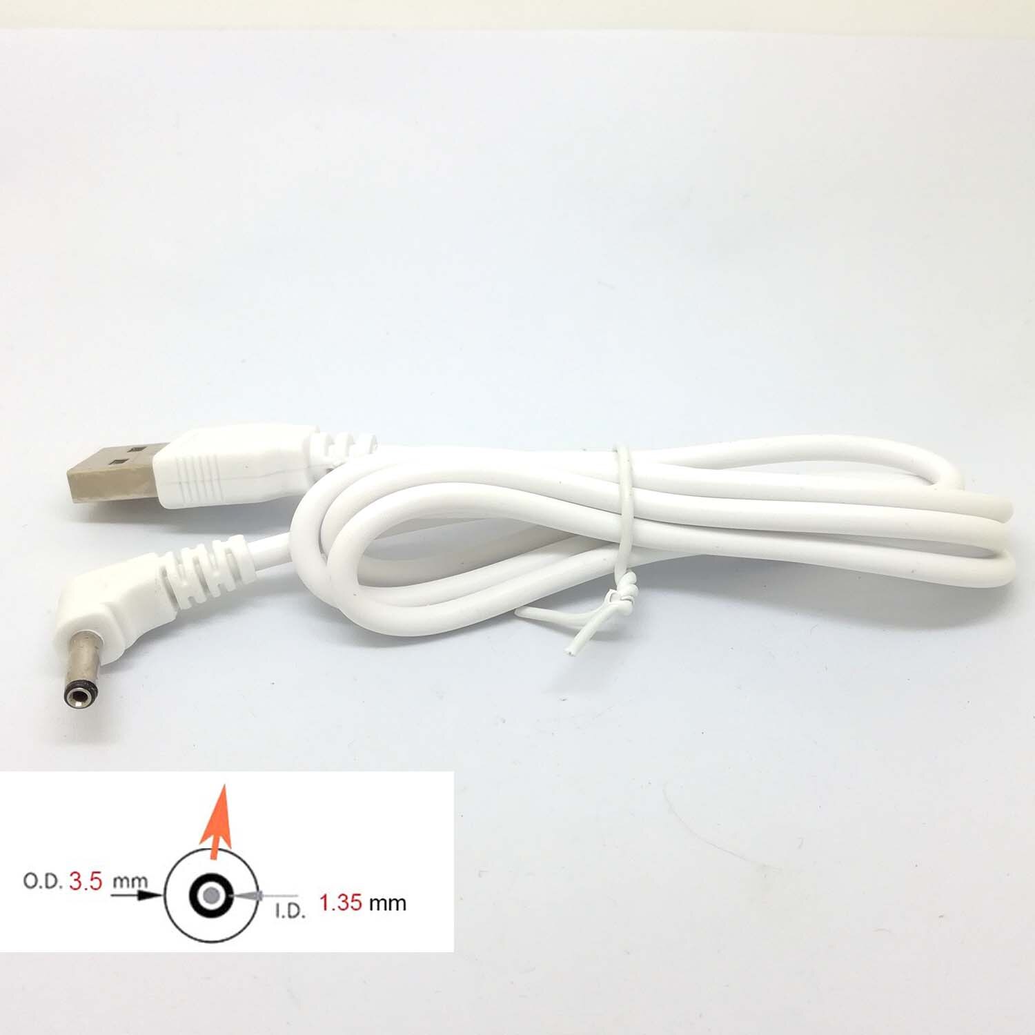 90 vinklet pc usb han  to 5v dc 3.5mm x 1.35mm tønde stik strømkabel ledning adapter hvid  c446