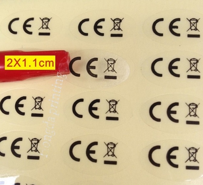 1000 PCS the European CE standard trash can label WEEE recycling symbol transparent PVC stickers labeling CE sticker ellipse