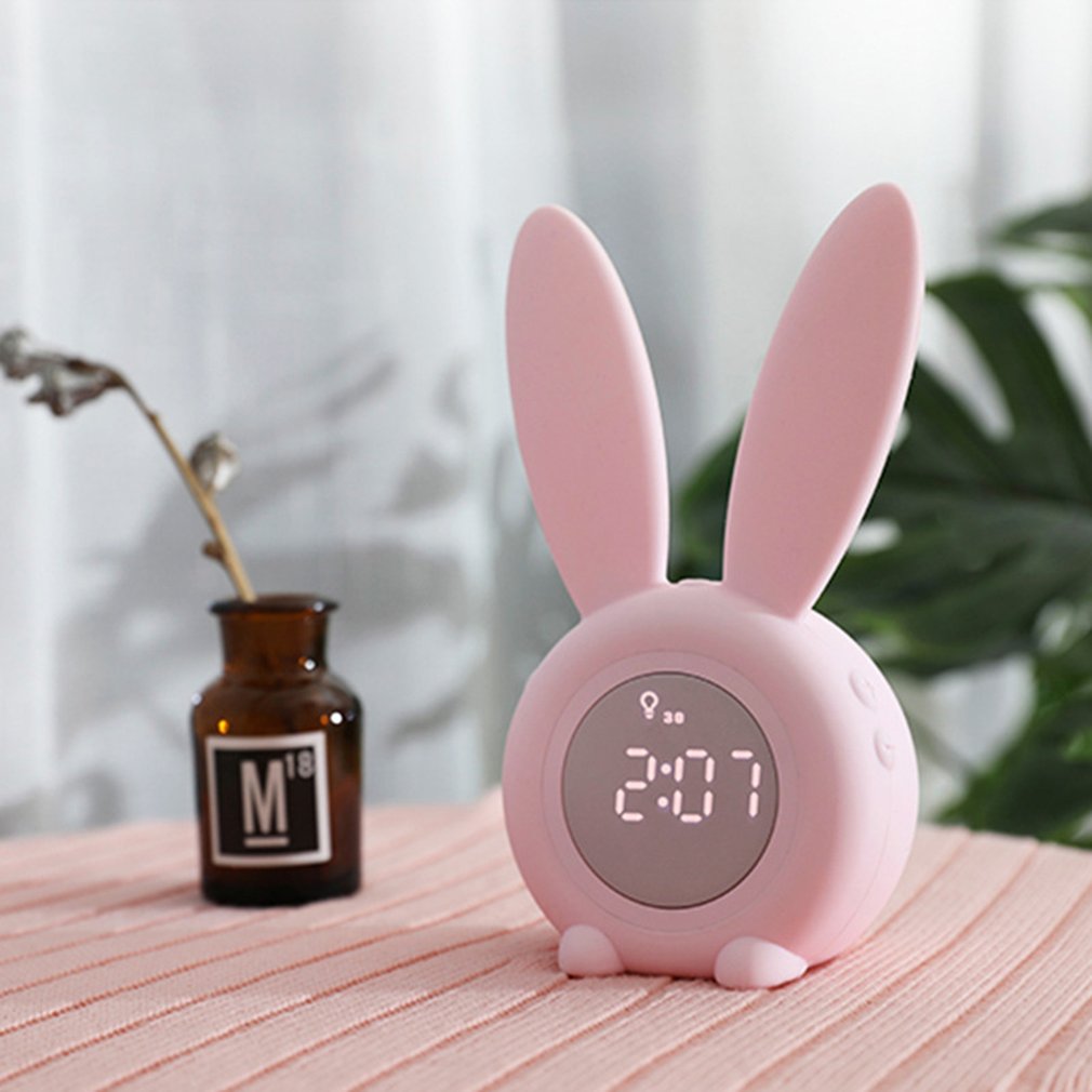 Wake Up Light Bedside Lamp Alarm Clock Light Rabbit Alarm Clock With Sunrise And Sunset Simulation Thermometer