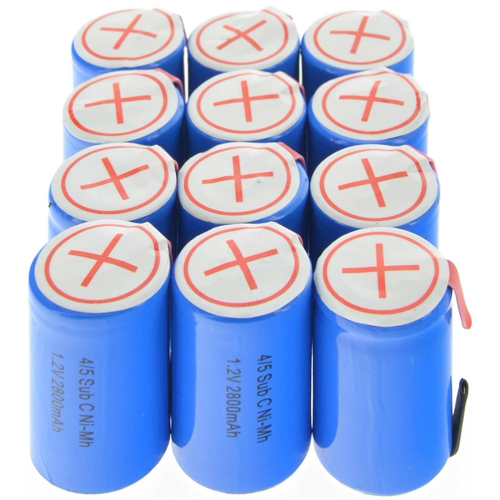 2/4/8/12/16/20Pcs 4/5 Subc Sub C 2800Mah 1.2V ni-Mh Oplaadbare Batterij Blue Cel Met Tab