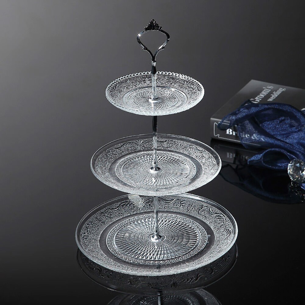 2/3 Tier Cake Plate Stand Crown Handle Fitting Rod Wedding Party Display Stand