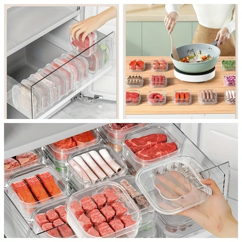 Food Storage Containers with Lids Thick Food Grade Plastic Food Container Square Stackable Refrigerator Organizer Bins