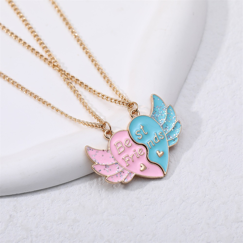 Süße Katze Herz Magnet Halsketten für Frauen Mädchen Kawaii Beste Freunde Neko Hündchen Ebene Anhänger Kette BFF Freundschaft Schmuck