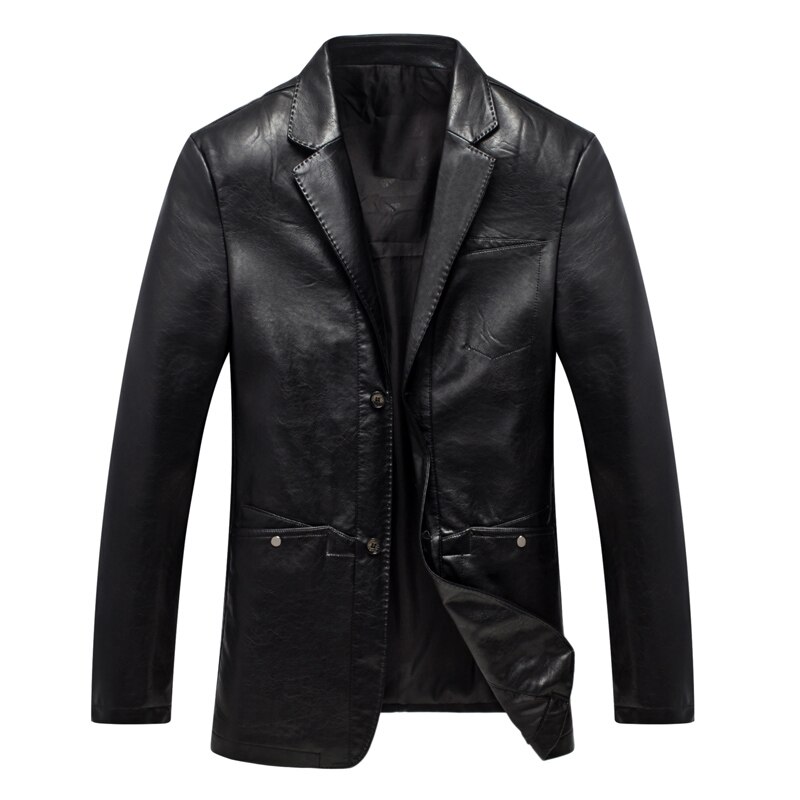 Stil herre boutique fritid blazere business casual solid single breasted herre skinn blazer klær m -3xl: Svart / Xxl