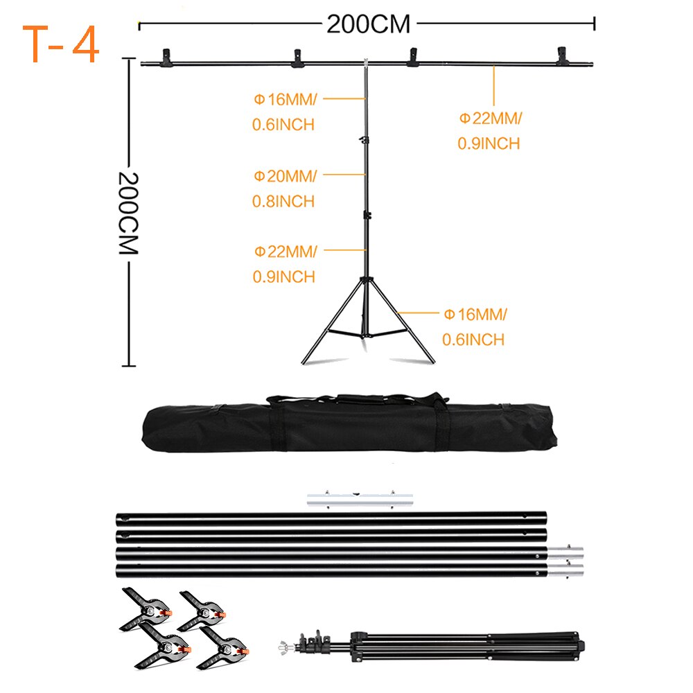 Beiyang T-Vorm Foto Achtergrond Stand Met Zwarte Mousseline Achtergrond Voor Photo Studio