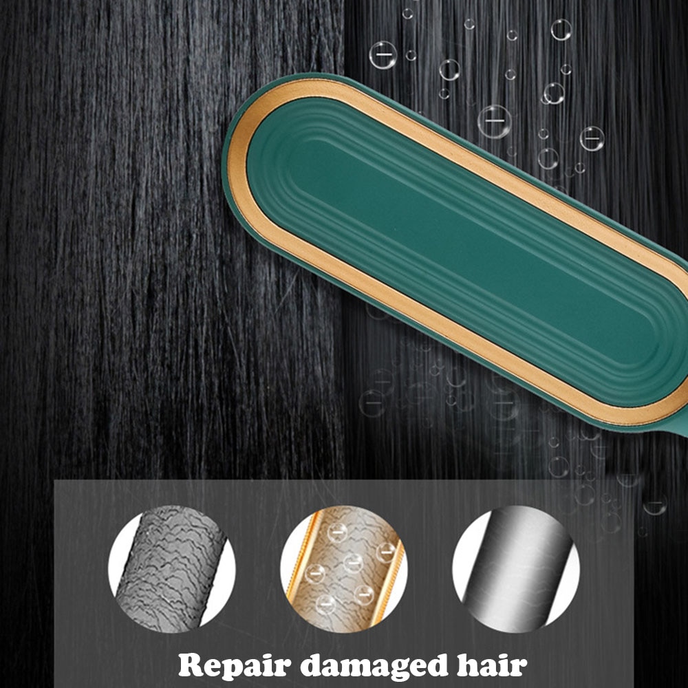 Cepillo alisador de pelo 2 en 1, cepillo eléctrico de iones negativos, peine rizador con pantalla Lcd, herramientas para rizar el cabello plancha de pelo secador y cepillo alisador planchas para el pelo Pei