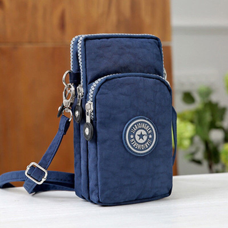 Cross-Body Mobiele Telefoon Schoudertas Pouch Case Riem Handtas Portemonnee Portemonnee: Blauw