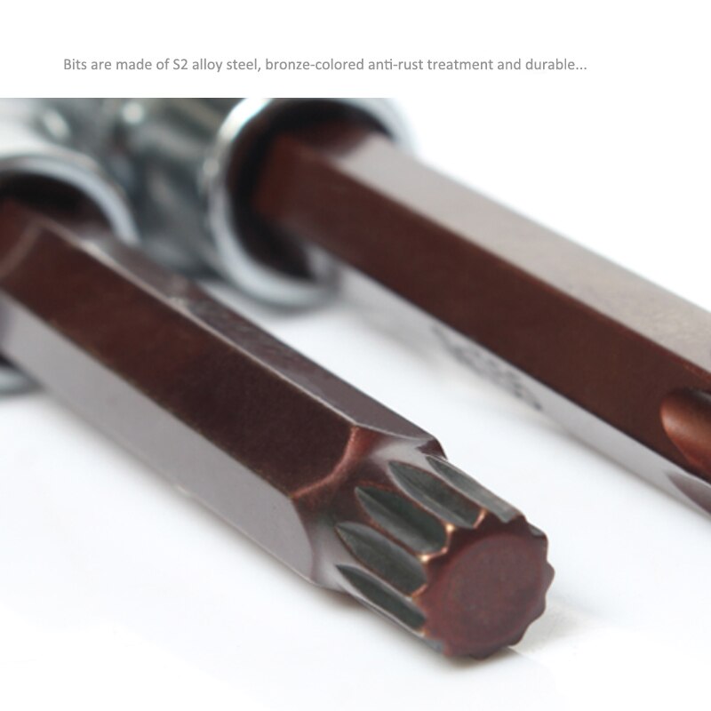 1Pcs 1/2 inch Square Drive 12-Point Spline Socket Bit M5 M6 M8 M10 M12 M14 M16 M18 Torx Screwdriver Bit Auto Repair Hand Tools