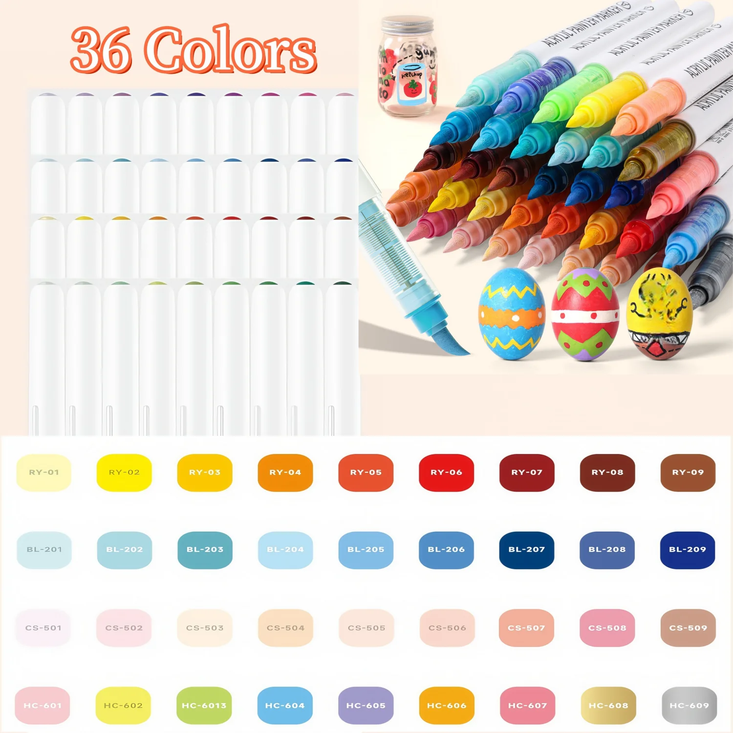 Straight Liquid Acrylic Markers,Soft Brush Tip Acrylic Paint Pens Set,for Rock Painting, Ceramic, Wood, Canvas, Glass, Stone: Red