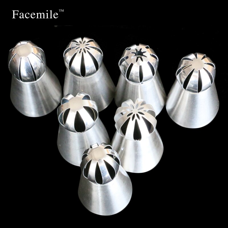 Facemile 7 stks Grote Size Icing Nozzle Decorating Tip Sugarcraft Cake Decorating Gereedschap Bakken Tools Bakvormen set 53040