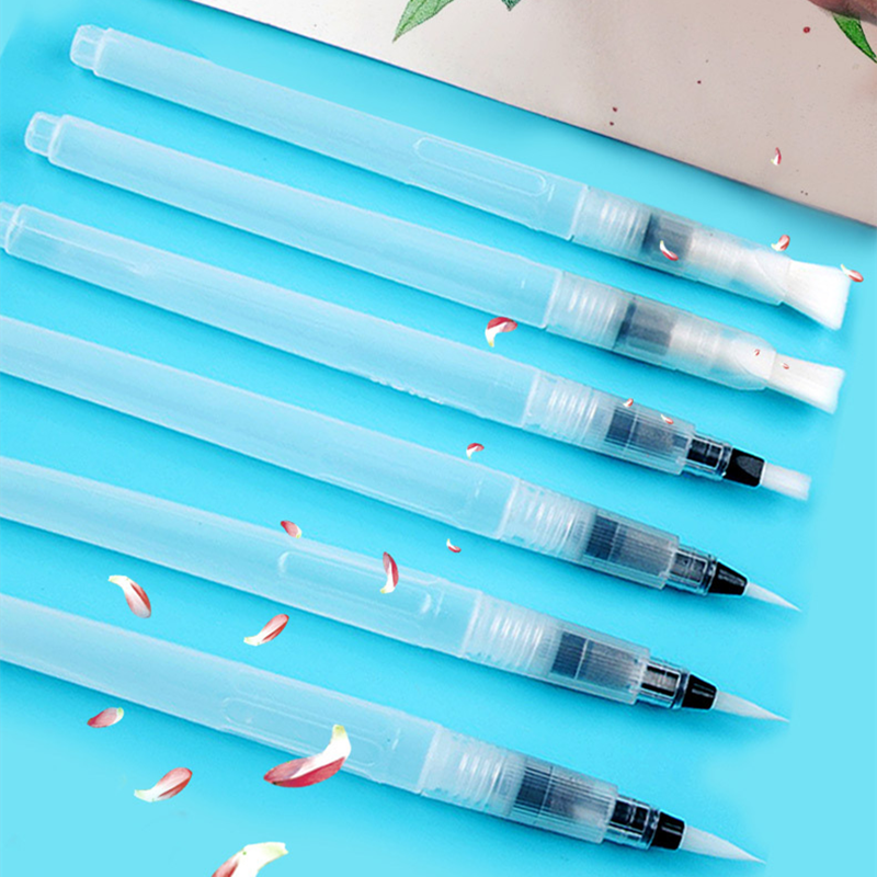 Set van 2 aquarelverf in  :18/25/33/42 kleuren, kunstset met waterpenseel, opvouwbaar aquarelverfpigment: 6 stuks borstelset