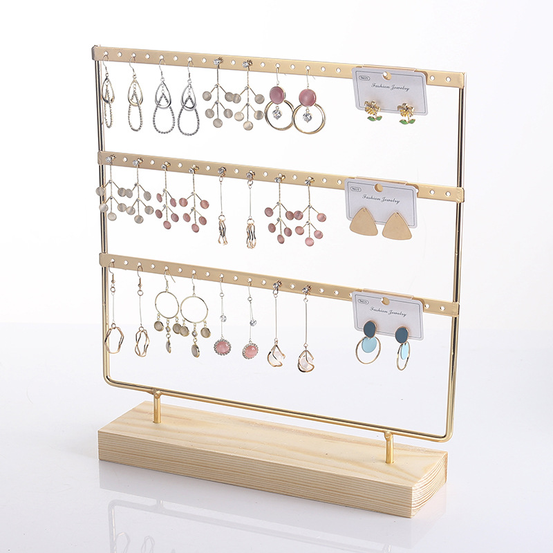 Øredobbholder, øredobborganisator smykkeholder display tre stativ, smykkeorganisatorholder for øredobber halskjeder armbånd: Beige