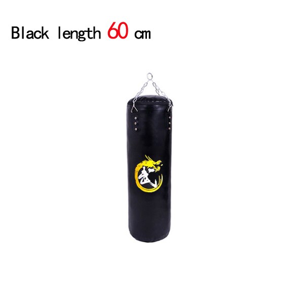 Pu læder hule boksesandpose, thai boksesandpose, fitness boksesandpose  w4-249: Sort lenth 60 cm