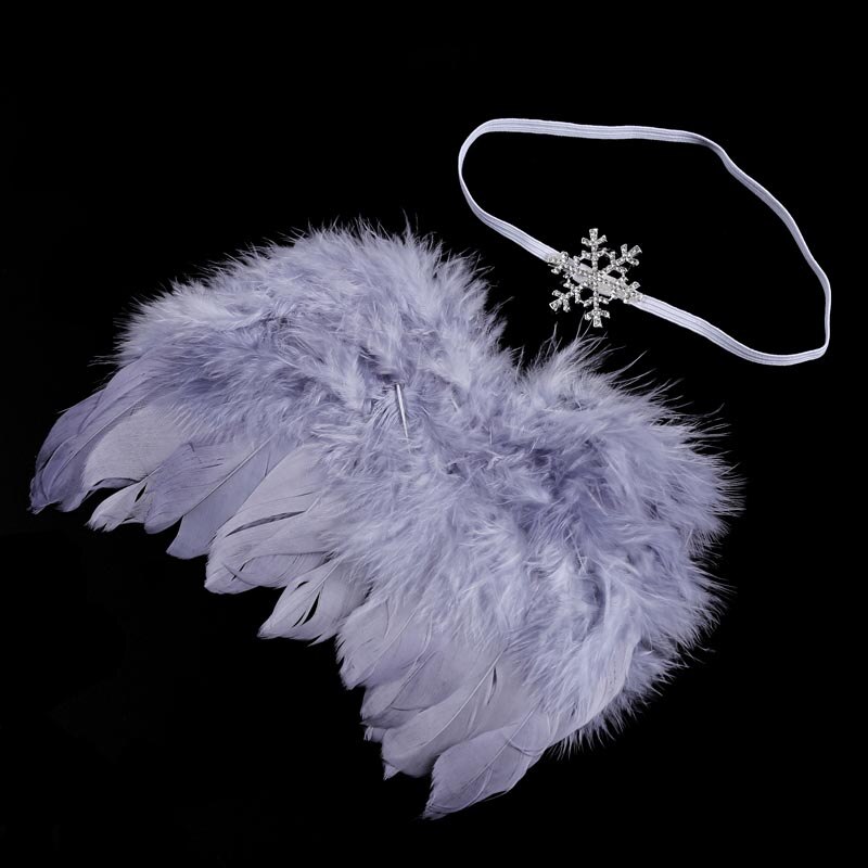 Pasgeboren Fotografie Props Infant Baby Meisjes Jongen Angel Feather Wings Feather Photo Prop Vleugels Hoofdband Kleding Haarband: Grey Snowflake