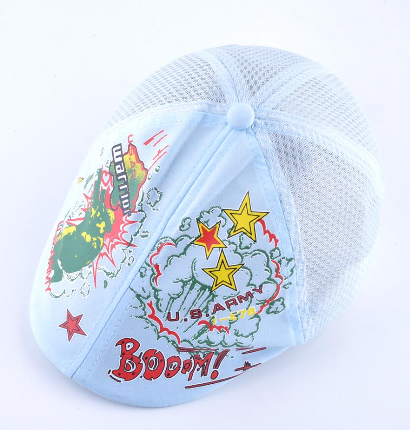 Boinas de primavera y verano para niños, sombreros de retales de malla transpirable para niño y niña, gorra estampada colorida del Ejército de los EE. UU. Y EE. UU. AF: Blue