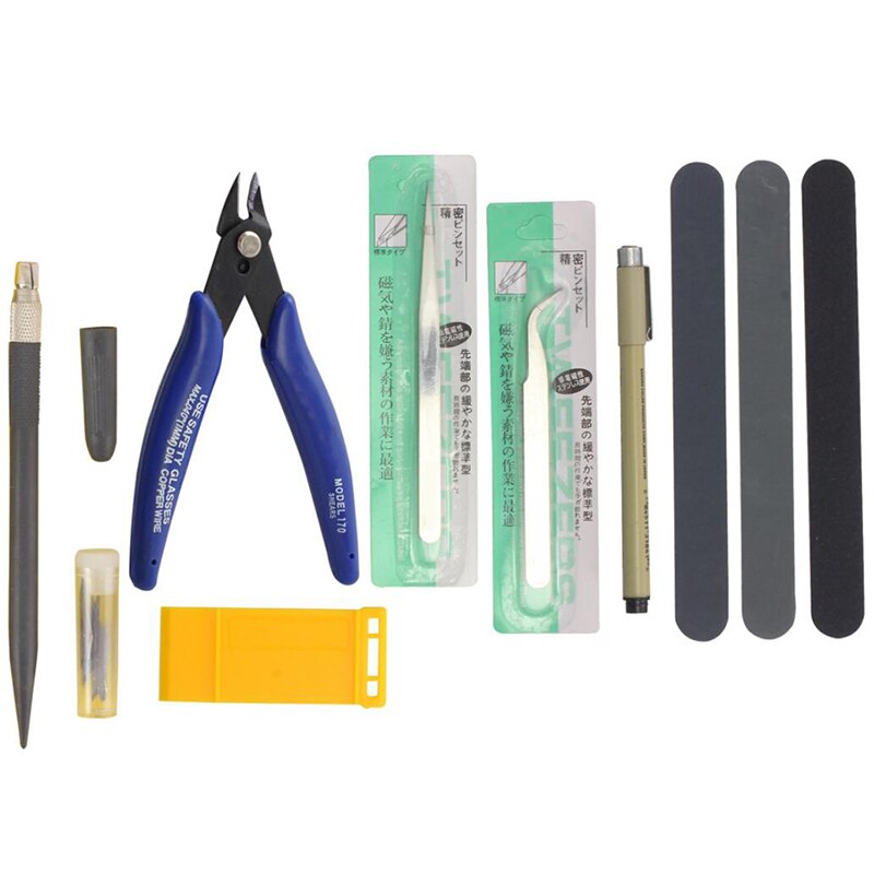 Kit De 9 Herramientas Para Modelismo Y Maquetas (Gunpla) - Incluye Alicates, Pinzas, Lima Y Más