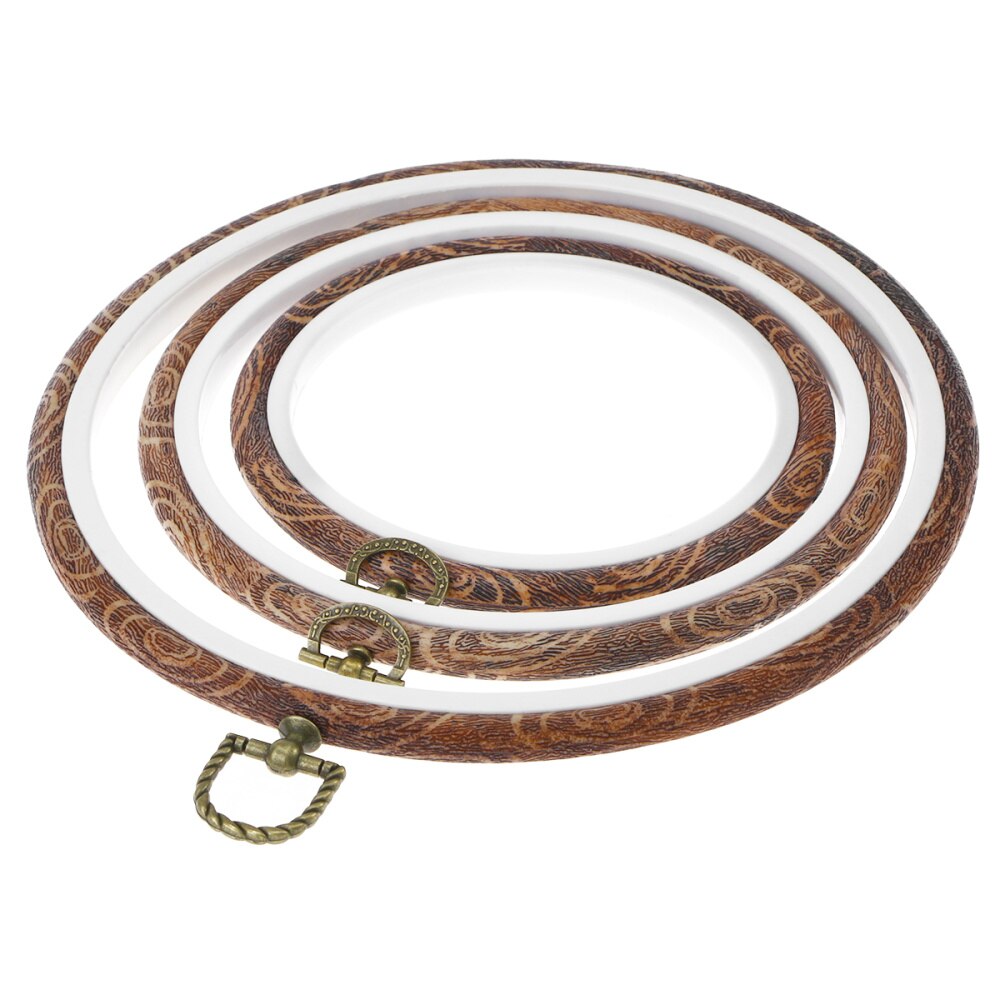 3Pcs Embroidery Hoops Cross Stitch Hoop Ring Imitated Wood Circle Set Display Frame for Art Craft Handy Sewing and Hanging