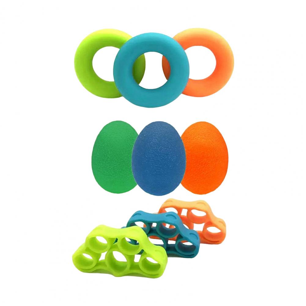 6/9Pcs Therapy Kit Finger Exercisers and Hand Strengtheners Grip Dexterity Supports Injury Recovery Stress Relief Kids Adults: WHITE