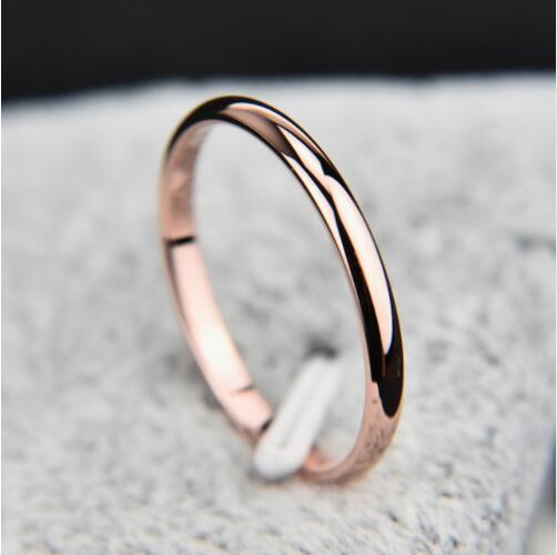 Jeemango Titanium Staal Rose Goud Anti-Allergie Gladde Eenvoudige Engagement Wedding Koppels Ringen Voor Vrouw Meisjes Anneau JR19161: 5 / Rose Gold
