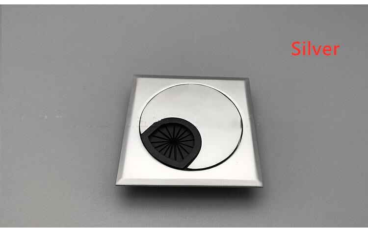 2 st / part kvadrat 60mm zink legering pc stationär dator bord utlopp kabelnät skrivbord utlopp: Silver-