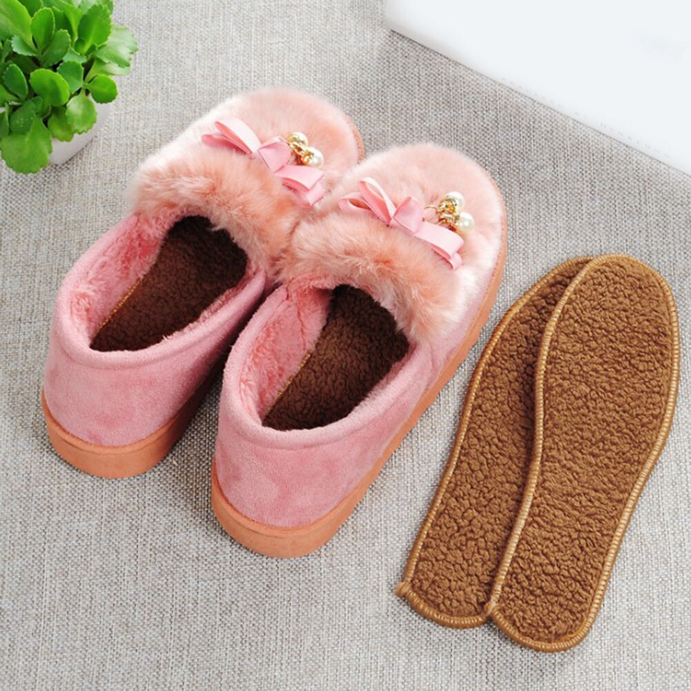Herbst Winter Warme Wolle Einlagen Dicke Sohle unisex Plüsch Erhitzt Schuh Pad Atmungs Einfarbig Einlegesohlen 1 Paar