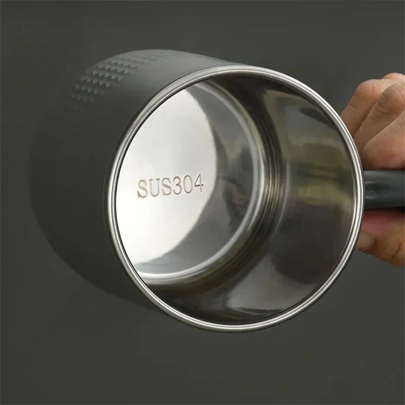 Stainless Steel Mug with Handle and Lid Double Wall Heat-resistant Anti-scald Coffee Cup Household Office Milk Oatmeal Water Cup