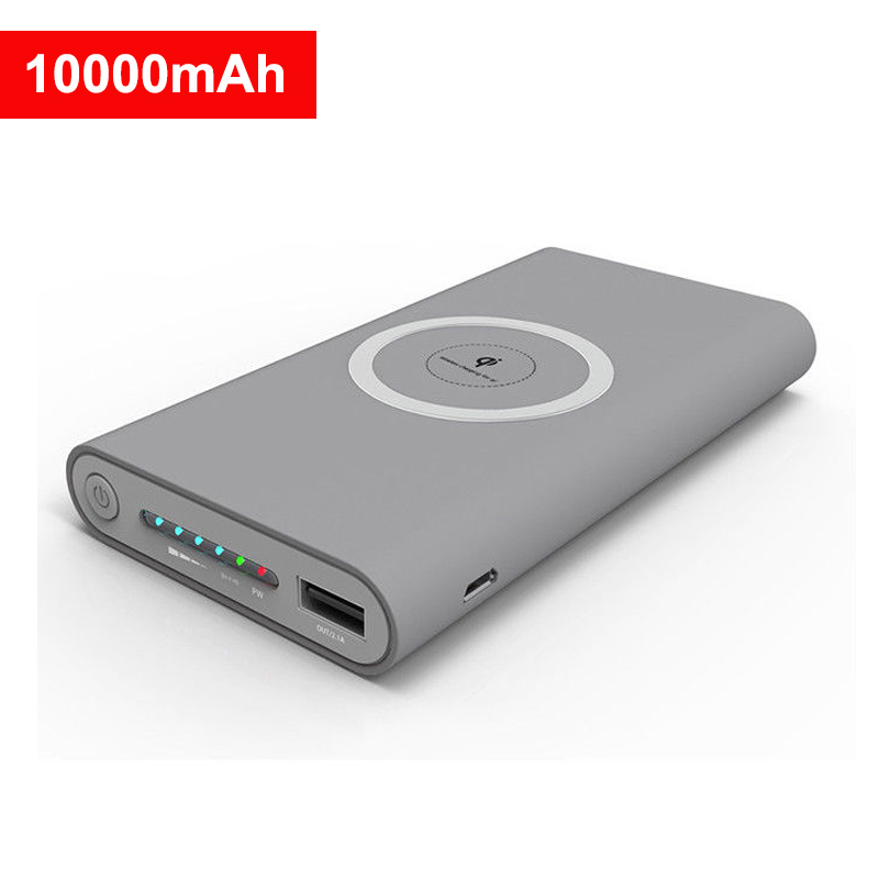 20000Mah Draadloze Power Bank Qi Draagbare Batterij Oplader Voor Iphone 12 11 Pro Samsung Xiaomi Power Bank Mobiele Telefoon powerbank: 10000mah Grey
