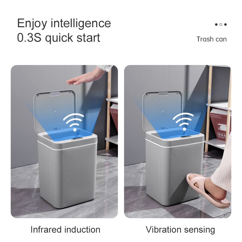 Smart Sensor Prullenbak Automatische Touchless Keuken Badkamer Vuilnisbak Waterdichte Brede Opening Afval Emmer Kantoor Papier Mand