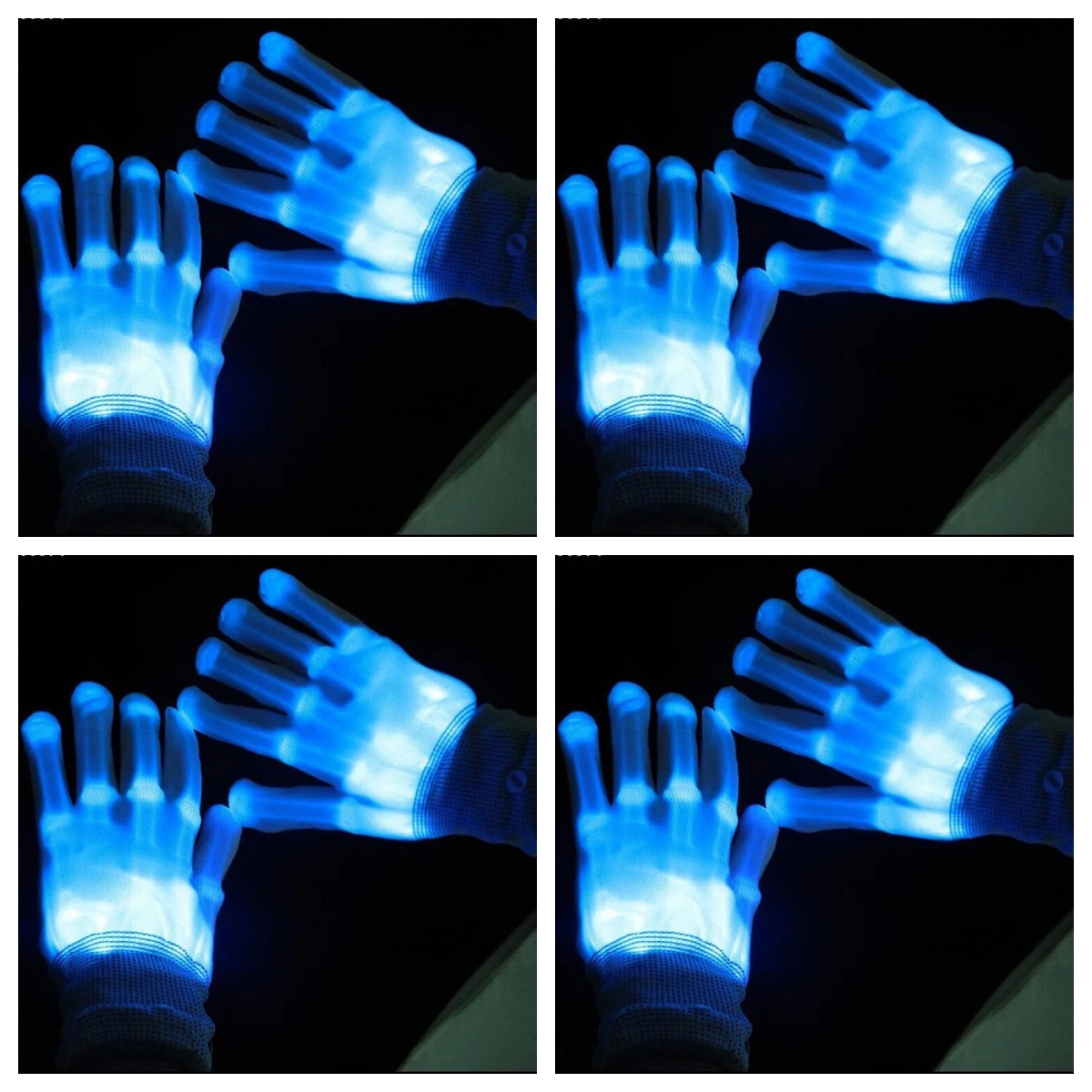 Luvas de led neon guantes brilhantes festa de halloween luz adereços luminosos piscando crânio luvas palco traje suprimentos: Transparente