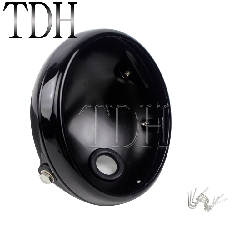 7 Inch Motorfiets Koplamp Cover Zwart Voor Harley Custom Led Koplamp Behuizing Beugel Universele Emmer Shell Vuurtoren: A Black