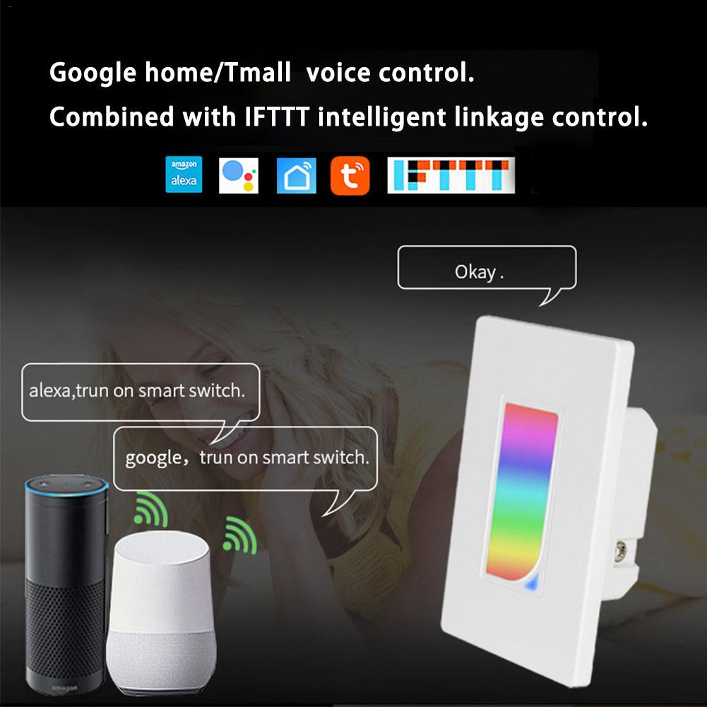 Wifi Smart Home Light Dimmer Switch LED RGB Scene 1200 Colors Light Switch Compatible with Smart Life Tuya Google Home Alexa