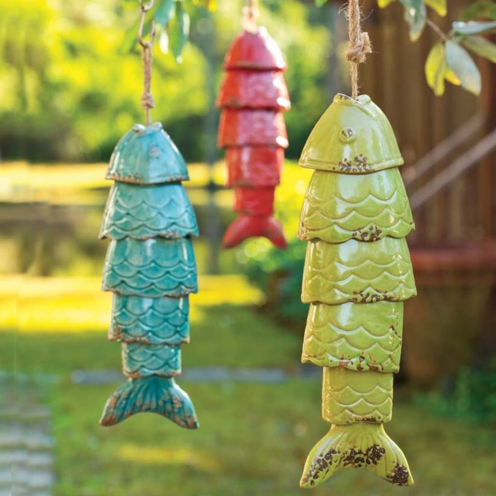 Carillón de viento de pez Koi de colores, carrillón de viento de resina para exteriores, colgante, de Navidad, decoración de jardín