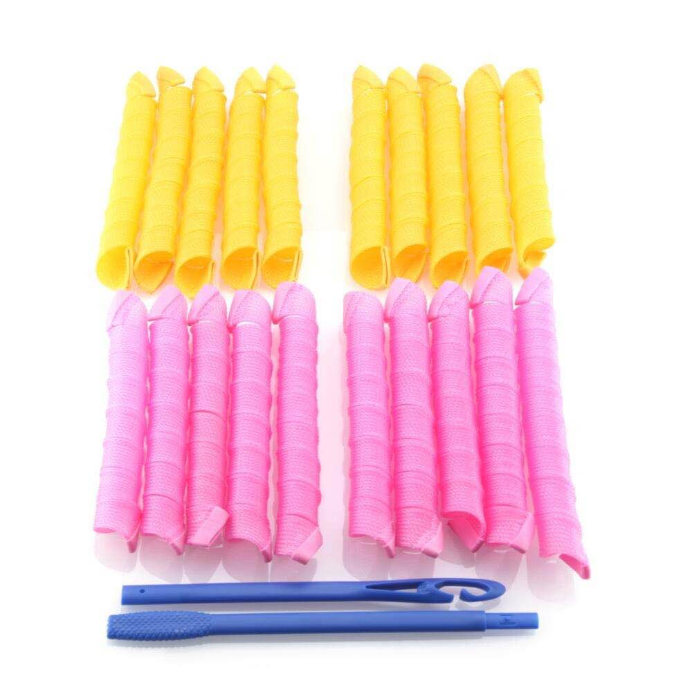 18/20pcs 20/45/55/65cm Plastic Hair Roller with Sticker Hook Long Magic Hair Curler Magic Hair Roller Spiral Curls Easy Usage