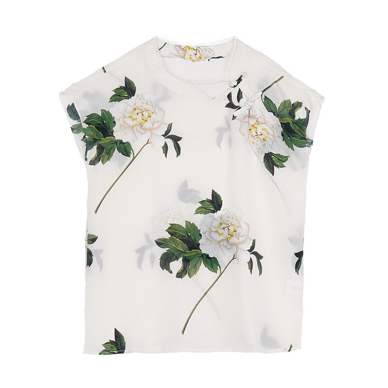 Chinese Traditionele Vrouwen Vintage Bloemenprint Qipao Tops Oosterse Kleding Hanfu Tee Shirt Qi Pao Cheongsam Tang Blouse T-shirt