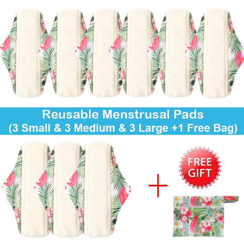 10 stk (3s+4m+3l) genanvendelige bambus kul bind bind menstruationsbind vaskbart trusseindlæg feminin hygiejne barsel med en taske: Wsd 38