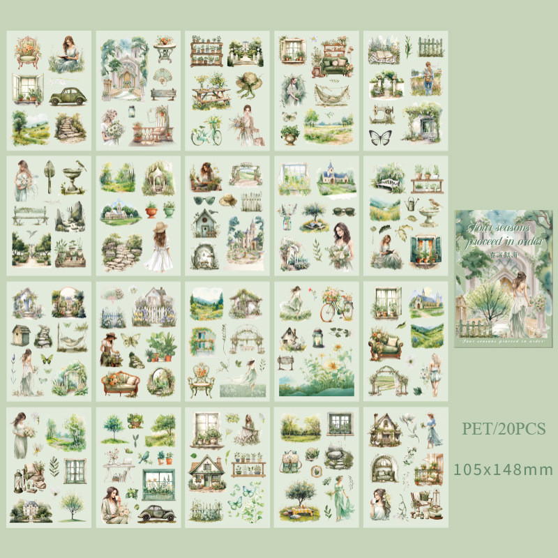 Journamm 20 hojas de pegatinas para mascotas serie de temporada pegatinas de decoración para mascotas diario chica Material de álbum de recortes decoración álbum pegatinas de papelería: Borgoña