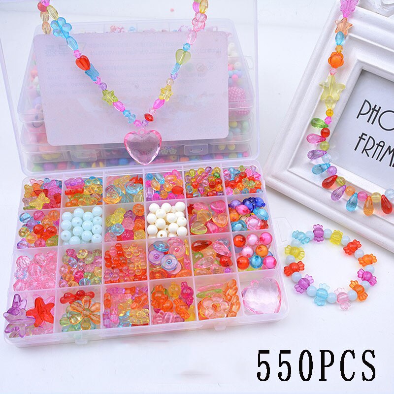 Zestaw do tworzenia bransoletki z koralików zabawki dla dzieci DIY 24 siatki ręcznie robione puzzle koraliki dla dziewczynek zestaw dziewczyny zabawki dla 3 5 7 9 11: I