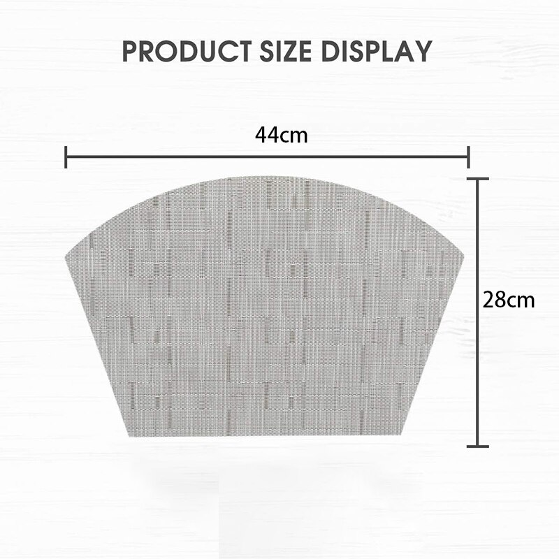 4 pakke rundbordsmatter wedge plassmatter varmebestandige vaskbare pvc crossweave vevde vinyl bordmatter