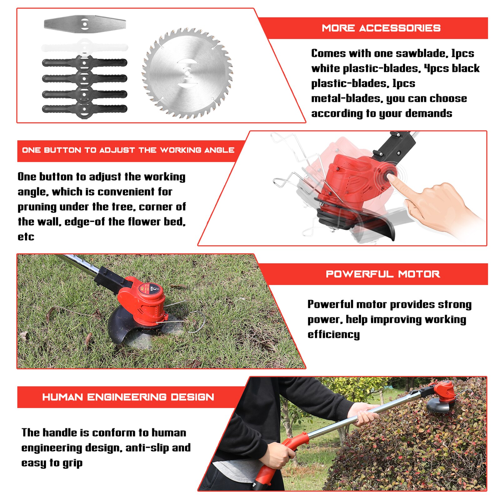 12V Electric Lawn Mower Cordless Household Grass Trimmer Cutter Portable Pruning Garden Tool