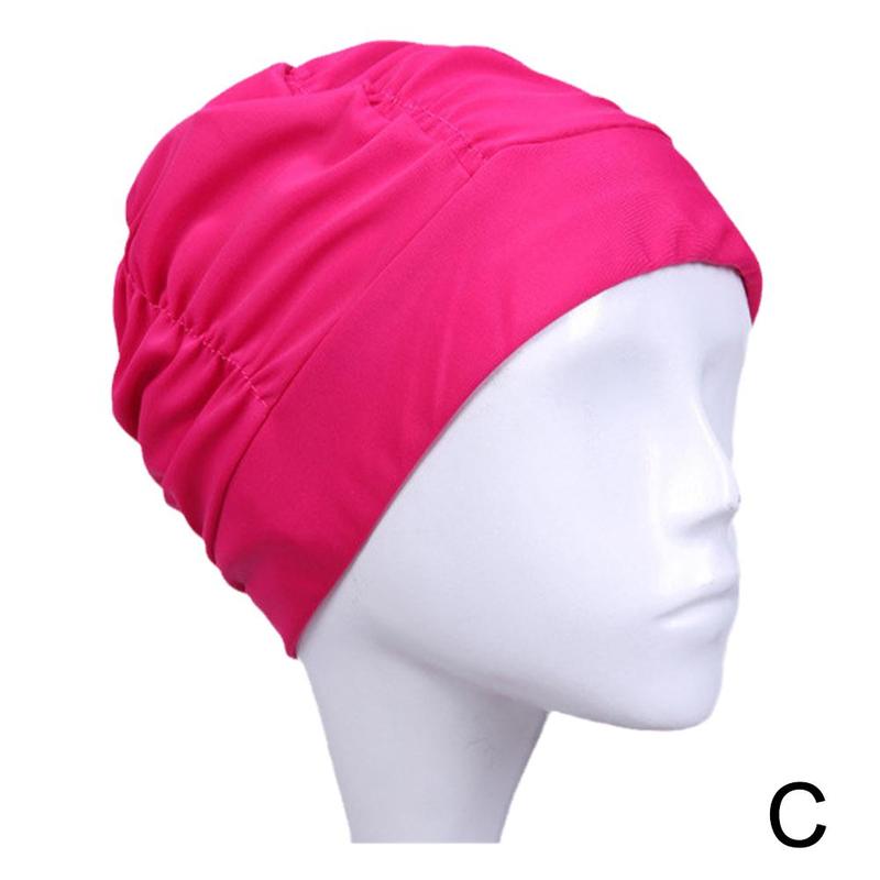 Adults High Elastic Swimming Caps Men Women Waterproof Caps Ears Swimming Pool Hair Diving Swimming Protect Cap Hat Large L E0E5: Rose red 