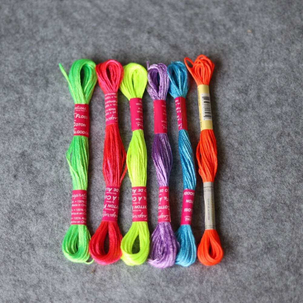 8.7Yards (8m) Silky Embroidery Floss 6 Strands 6 Bright Colors Cross Stitch Craft Needlework smoothy Thread Poly Filament Yarn