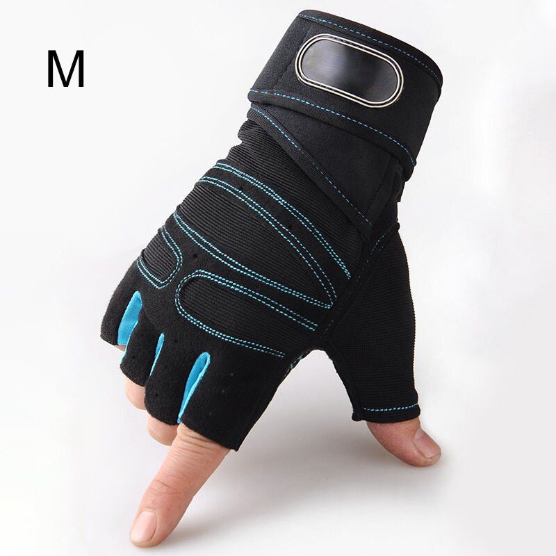 Guantes de medio dedo ligeros y transpirables, para levantamiento de pesas, entrenamientos deportivos de construcción corporal, accesorios deportivos para ejercicio, guantes de entrenamiento: Azul / XL